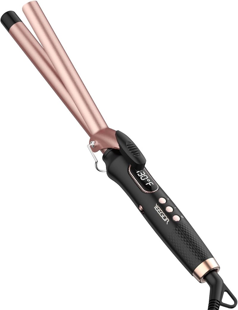 Yeegor 3/4 inch Curling Iron,Extra Long Barrel Culing Wannd,100-240V Dual Voltage Hair Curler for Wave Curls,12 Temps - Image 1